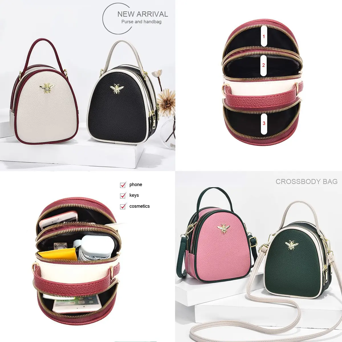 BAIKELI Small Crossbody Bag for Women | PU Leather, 6.3x3.4x7.5 inches, Zipper Closure, Adjustable Strap - view 5