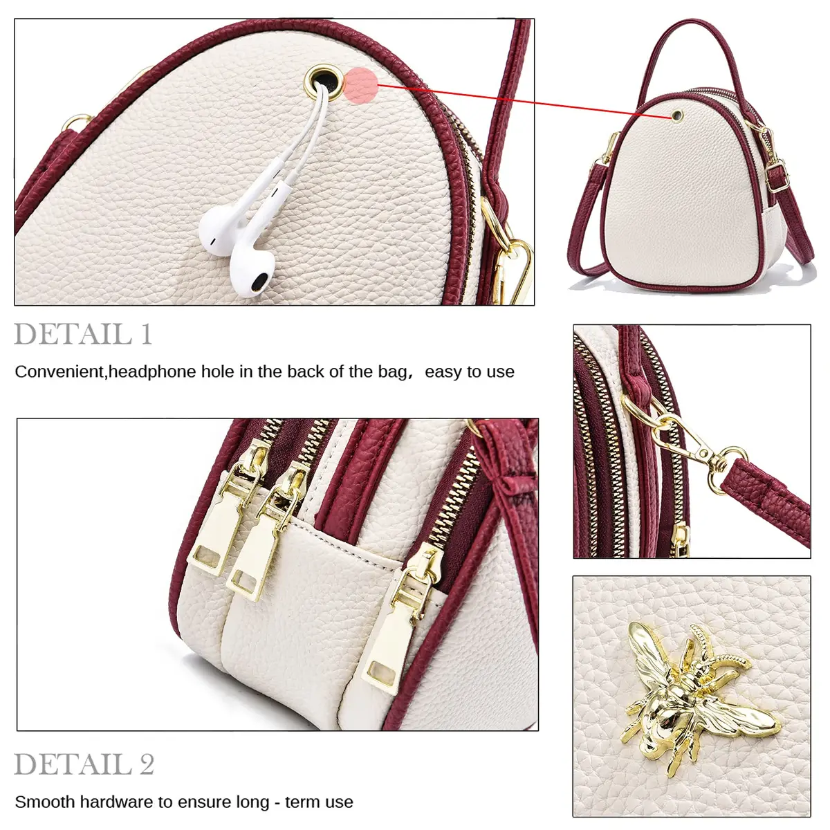 BAIKELI Small Crossbody Bag for Women | PU Leather, 6.3x3.4x7.5 inches, Zipper Closure, Adjustable Strap - view 7