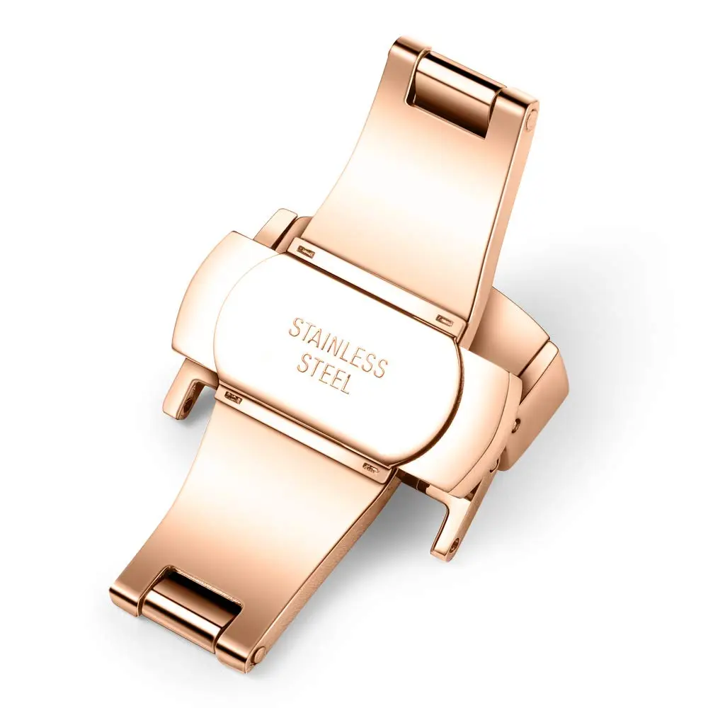TEXNEWS Stainless Steel Deployment Clasp Watch Band Buckle 14mm-22mm | Silver/Gold/Black/Rose Gold - view 2
