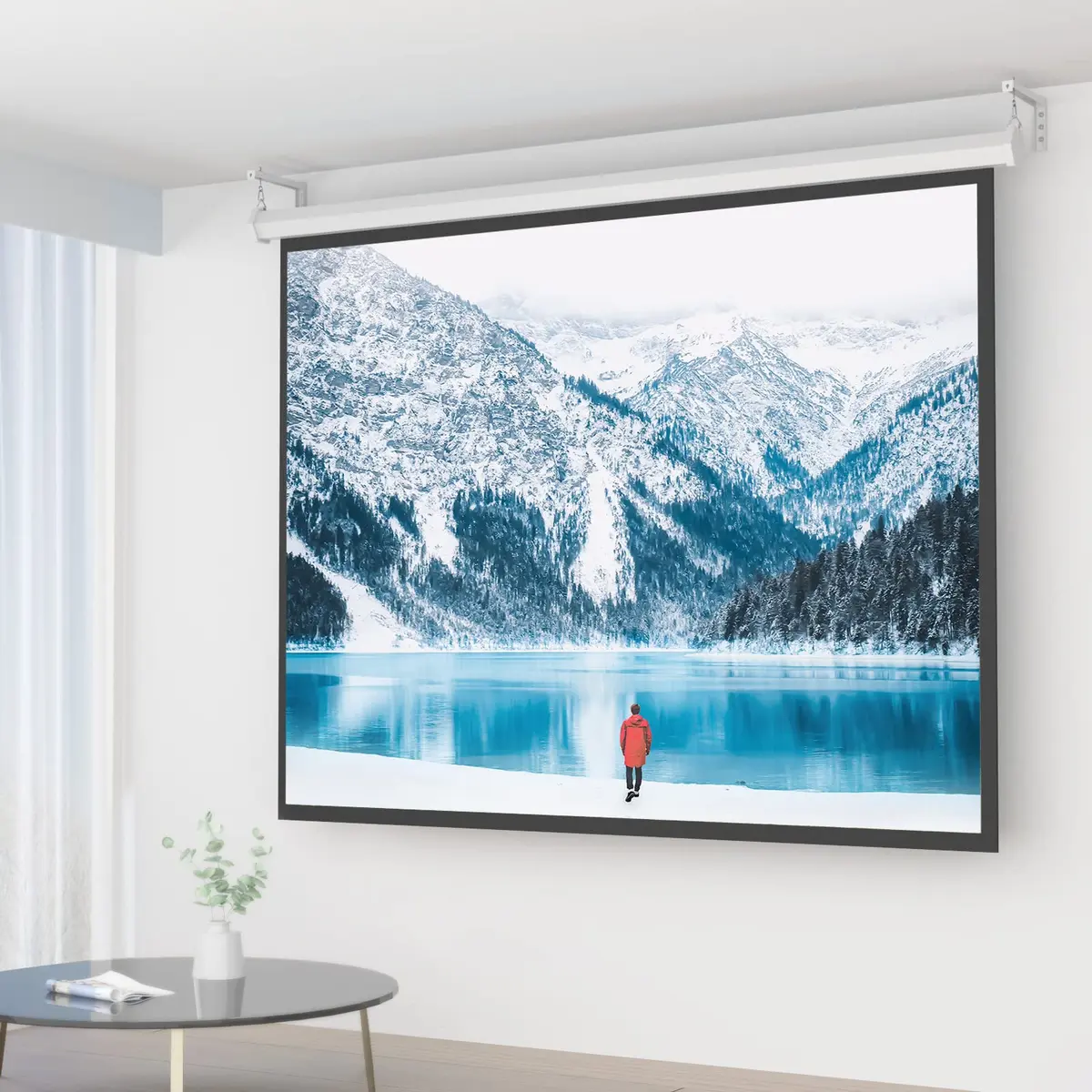 WALI Universal Projector Screen Ceiling Mount, Wall Hanging Mount L-Brackets, 12 inch Adjustable Extension with Hook Kit, 1.16 kg (2.56 lb) | Holds up to 36 kg (80 lbs) - view 2