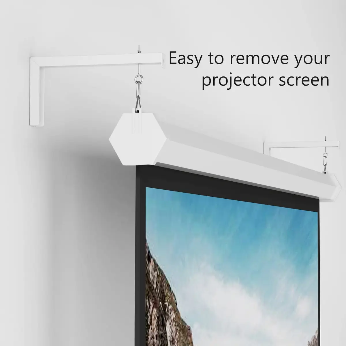 WALI Universal Projector Screen Ceiling Mount, Wall Hanging Mount L-Brackets, 12 inch Adjustable Extension with Hook Kit, 1.16 kg (2.56 lb) | Holds up to 36 kg (80 lbs) - view 3