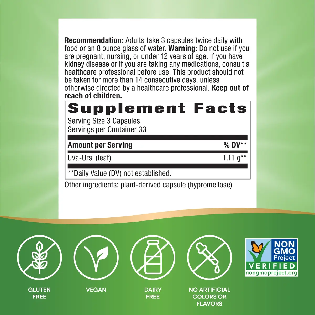 Nature's Way Uva Ursi Leaves Herbal Supplement 1110 mg 200 Count (66 Servings) | Traditional Urinary Support - view 2