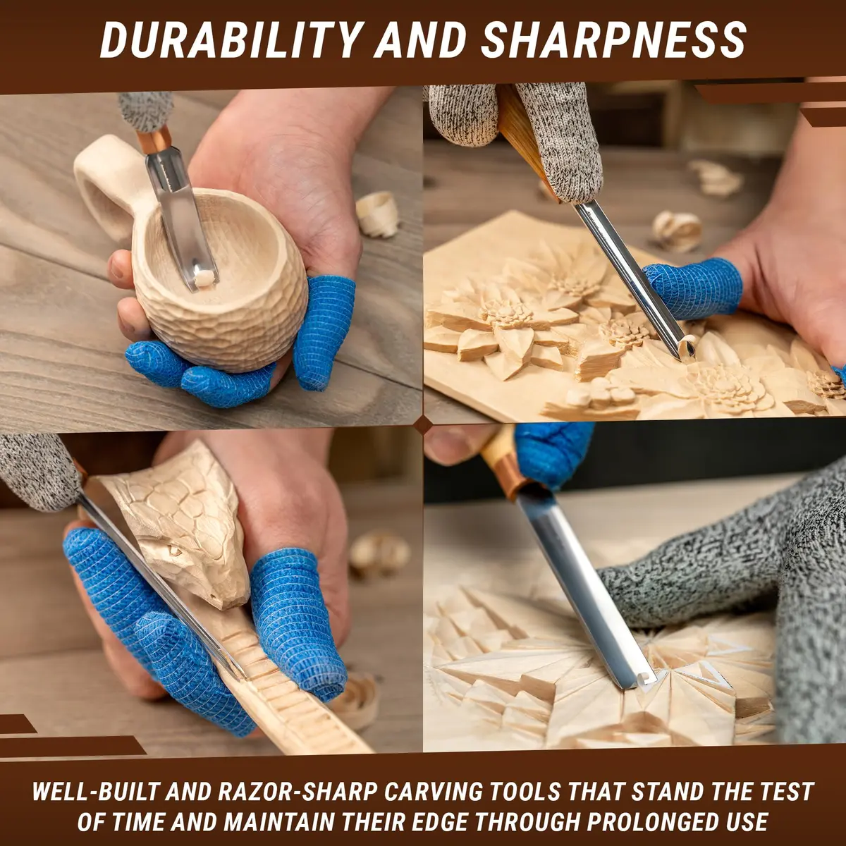 BeaverCraft Wood Carving Gouges Chisels Kit SC01 - Wood Spoon & Whittling Tools | High Carbon Steel, 7.56" - view 3