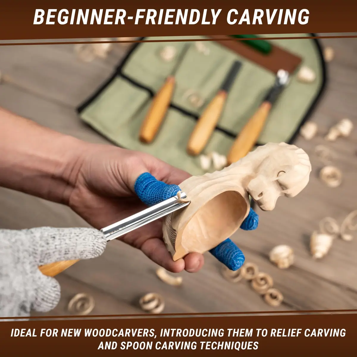 BeaverCraft Wood Carving Gouges Chisels Kit SC01 - Wood Spoon & Whittling Tools | High Carbon Steel, 7.56" - view 4