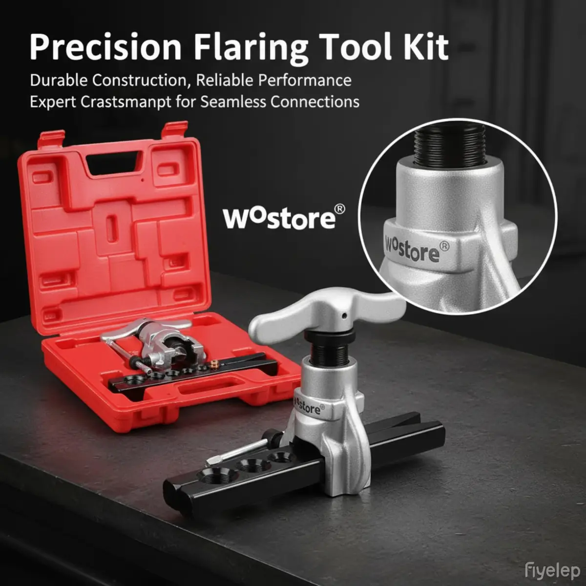 Wostore Eccentric Flaring Kit, 7 Dies 3/16-3/4" | Precise 45° SAE Flares for HVAC & Automotive - view 6
