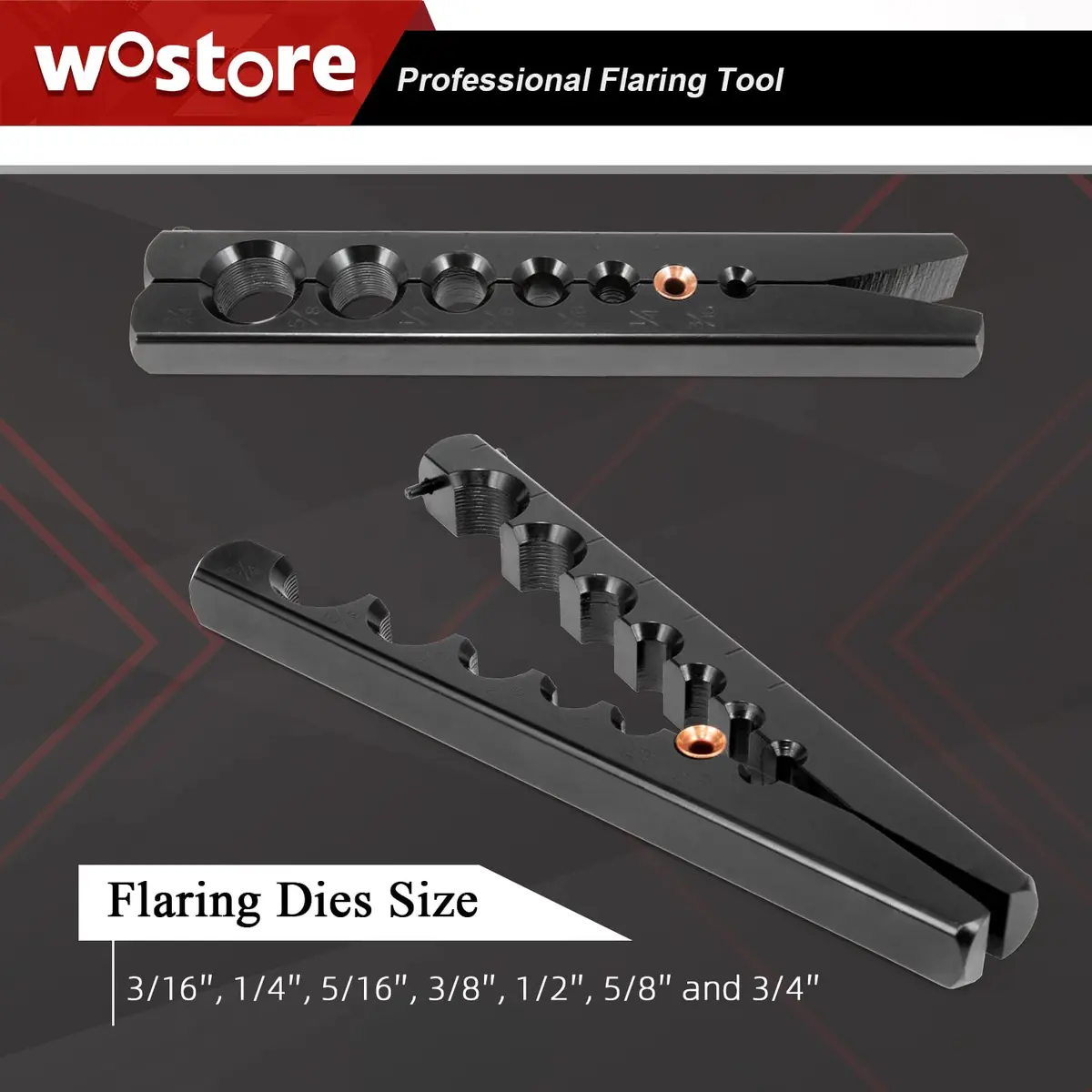 Wostore Eccentric Flaring Kit, 7 Dies 3/16-3/4" | Precise 45° SAE Flares for HVAC & Automotive - view 4