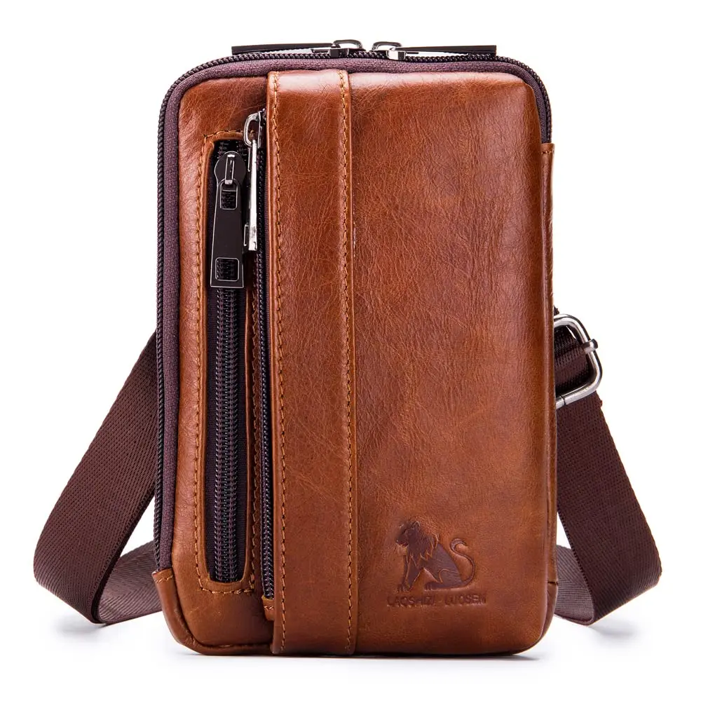 Hebetag Genuine Leather Phone Belt Holster Waist Case Bag 19cm (7.48") | Horizontal & Vertical Carry - main product image