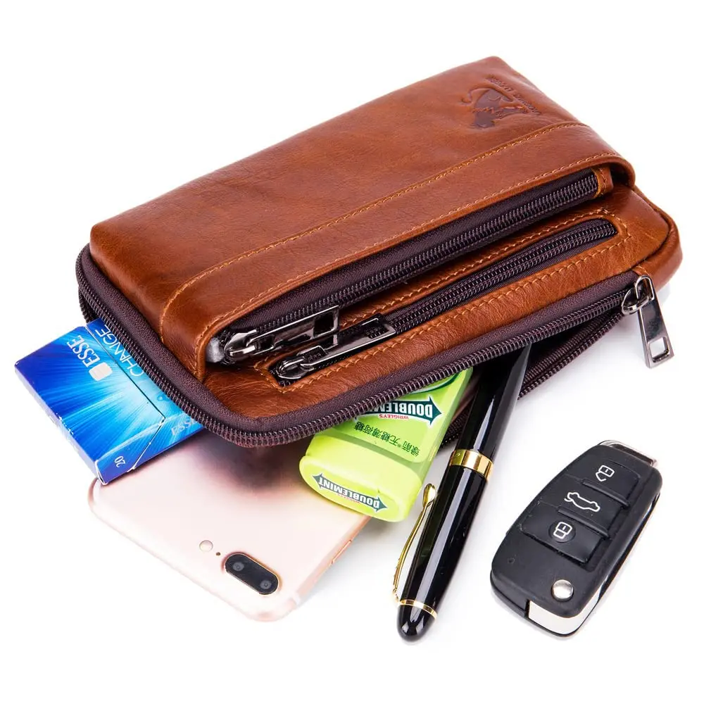 Hebetag Genuine Leather Phone Belt Holster Waist Case Bag 19cm (7.48") | Horizontal & Vertical Carry - view 6