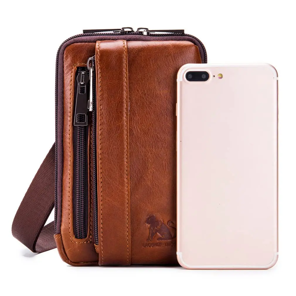 Hebetag Genuine Leather Phone Belt Holster Waist Case Bag 19cm (7.48") | Horizontal & Vertical Carry - view 7