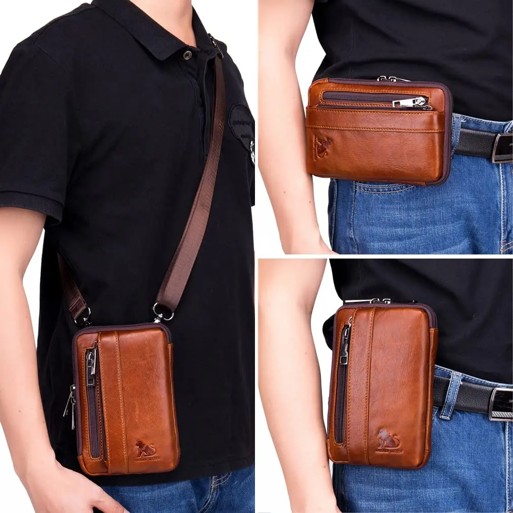 Hebetag Genuine Leather Phone Belt Holster Waist Case Bag 19cm (7.48") | Horizontal & Vertical Carry - view 3