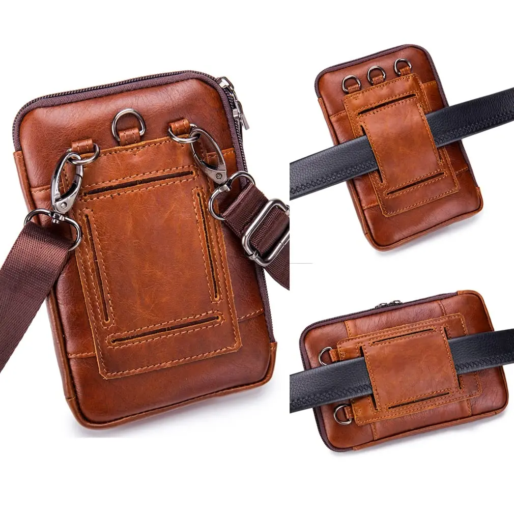 Hebetag Genuine Leather Phone Belt Holster Waist Case Bag 19cm (7.48") | Horizontal & Vertical Carry - view 4