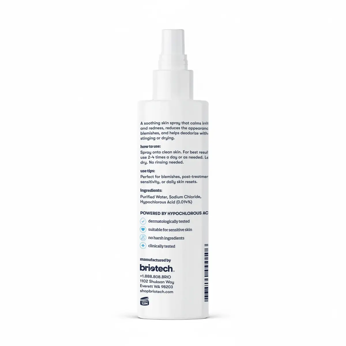 BRIOTECH Hypochlorous Acid Spray for Face and Body 250ml (8.5 Fl Oz) | Soothes Redness & Calms Stressed Skin - view 7