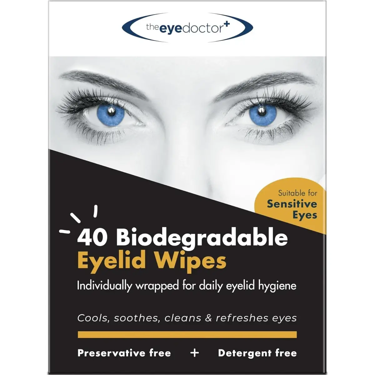 The Eye Doctor Biodegradable Eyelid Wipes 40 Count (1.5 oz) | Gentle Sensitive Eye Cleaner for Daily Lid Care - main product image