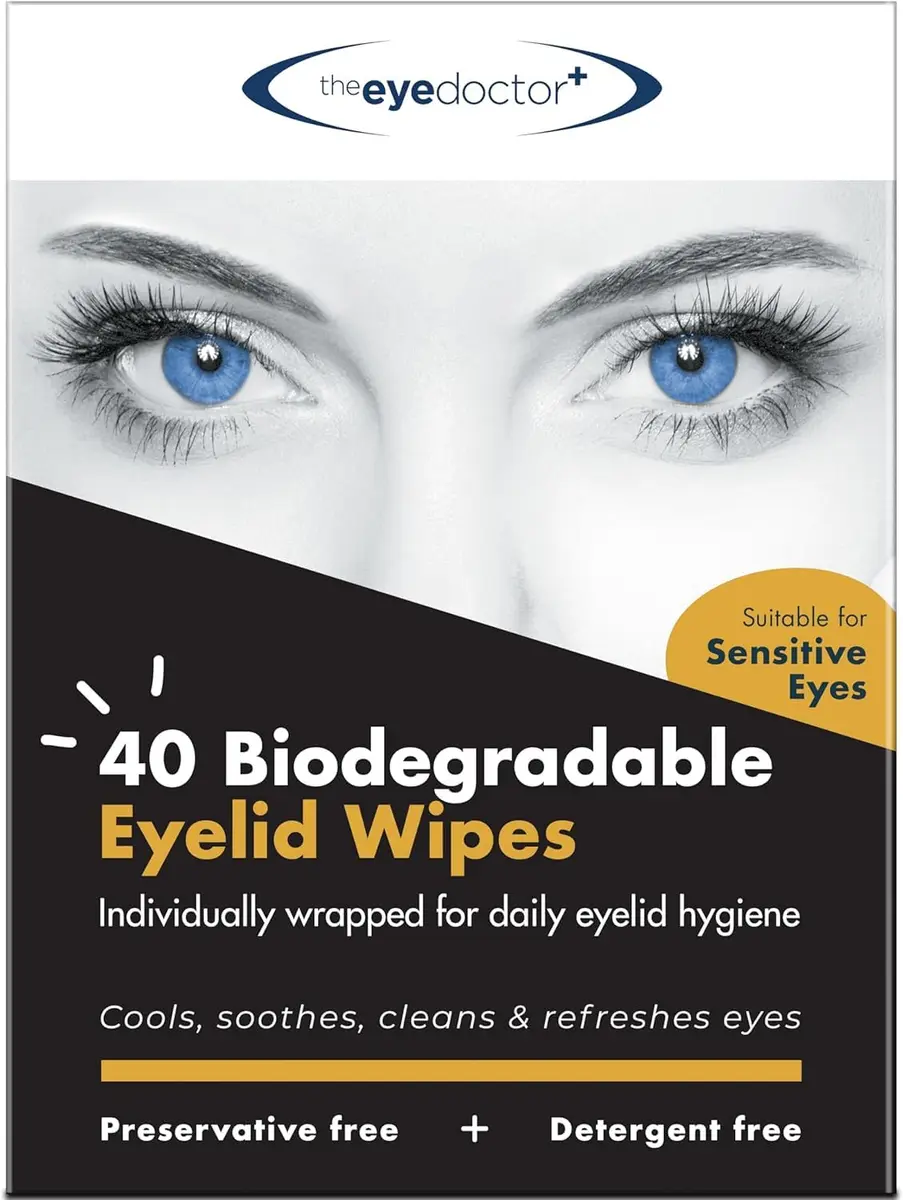 The Eye Doctor Biodegradable Eyelid Wipes 40 Count (1.5 oz) | Gentle Sensitive Eye Cleaner for Daily Lid Care - main product image