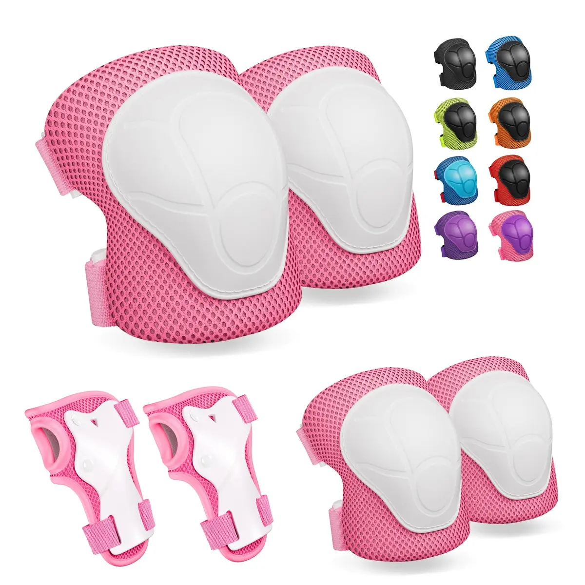 CKE Kids Knee Pads and Elbow Pads with Wrist Guards 3-in-1 Protective Gear Set for Skating, Cycling, Scooter (Pink, Small) - main product image