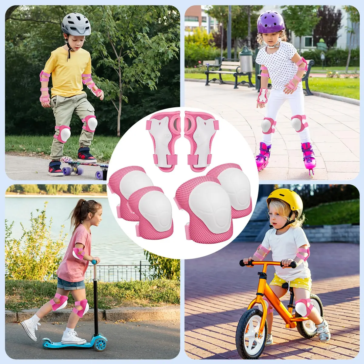 CKE Kids Knee Pads and Elbow Pads with Wrist Guards 3-in-1 Protective Gear Set for Skating, Cycling, Scooter (Pink, Small) - view 6