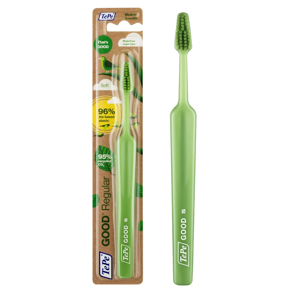 TePe Good Soft-Bristle Toothbrush Regular 1 Count (16.4g) | Bio-based Bristles & Handle - main product image