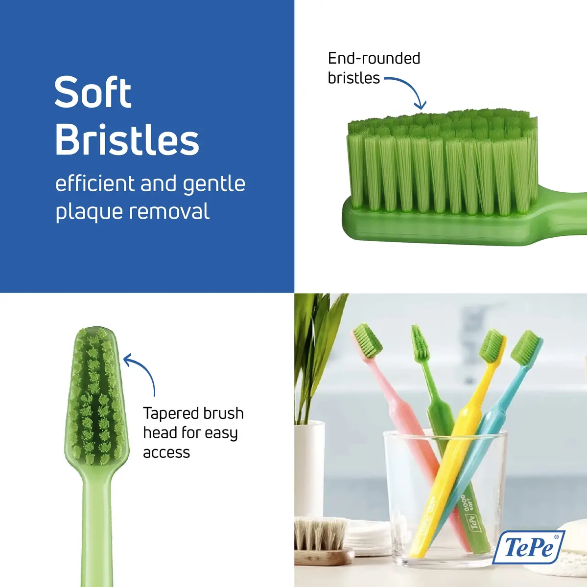 TePe Good Soft-Bristle Toothbrush Regular 1 Count (16.4g) | Bio-based Bristles & Handle - view 3