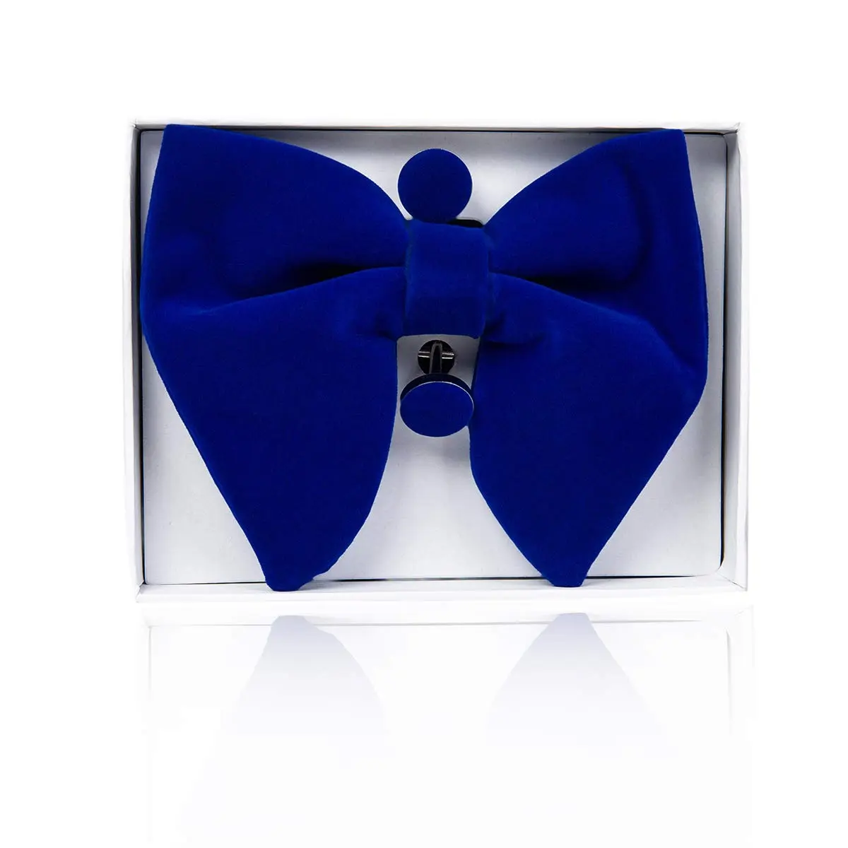 GUSLESON Velvet Big Bow Tie for Men Royal Blue | Pre-tied & Adjustable - view 3