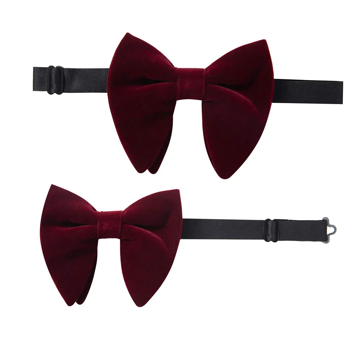 GUSLESON Velvet Bow Tie and Pocket Square Set | Burgundy Wedding Accessory - view 5