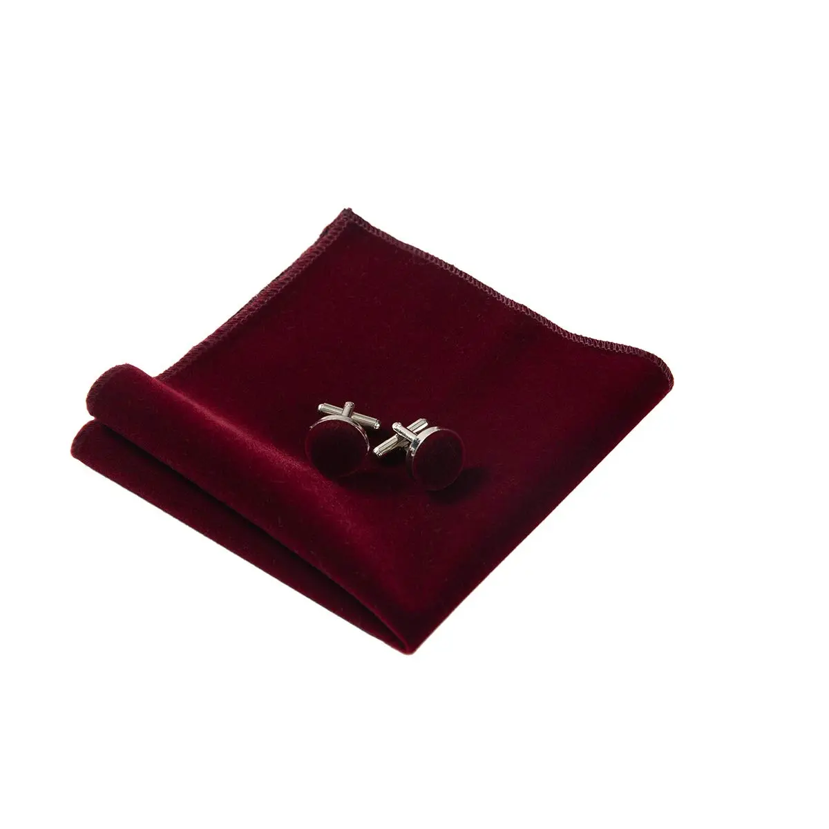 GUSLESON Velvet Bow Tie and Pocket Square Set | Burgundy Wedding Accessory - view 6