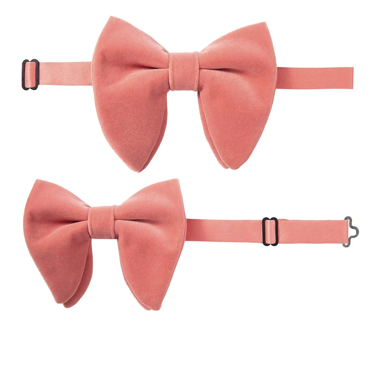 GUSLESON Coral Pink Velvet Bow Tie Set with Pocket Square & Cufflinks | Pre-tied Adjustable - view 5