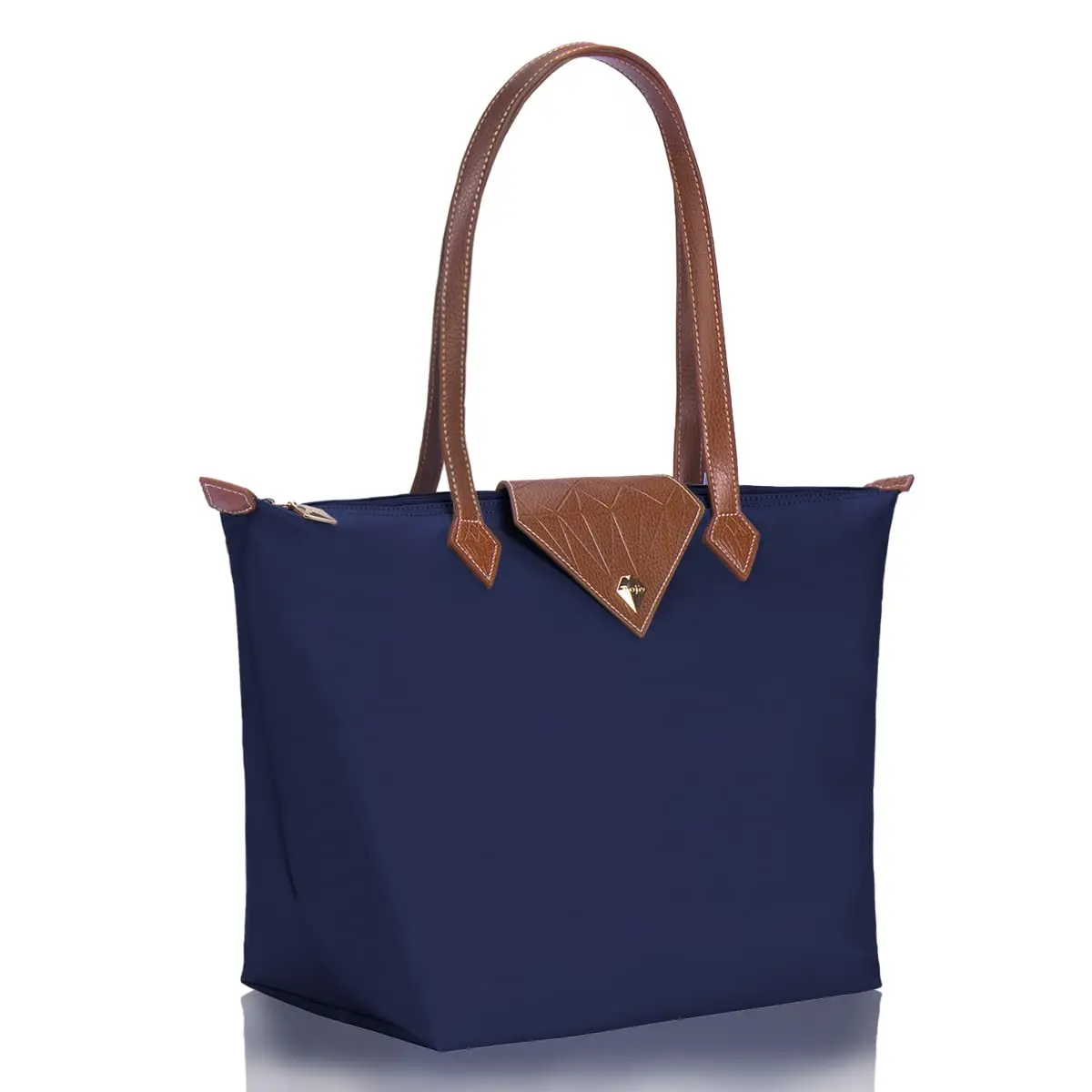 BOJLY Women's Tote Bag, Stylish Waterproof Nylon Shoulder Bag, Folding Beach Travel Bag for Work, Shopping, Blue Large | Everyday Carry Companion - view 4