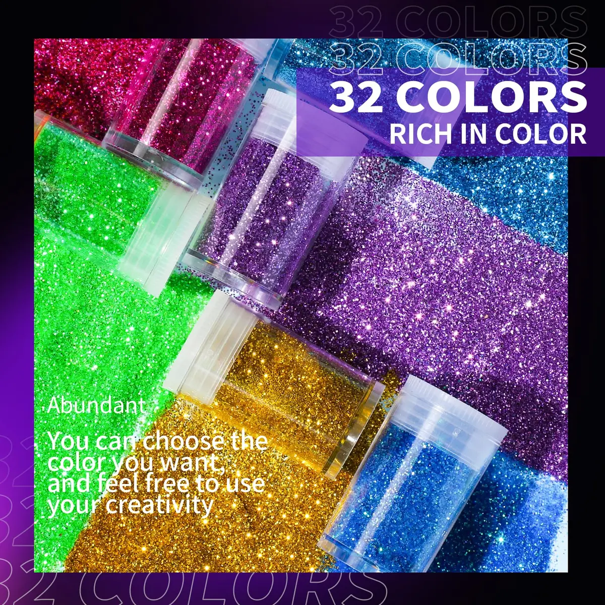 LEOBRO Glitter, 32 Colors Fine Glitter for Crafts, Resin, Body Hair Face Nail, DIY Party Decorations, Arts and Crafts | 160g Assorted Colors - view 6