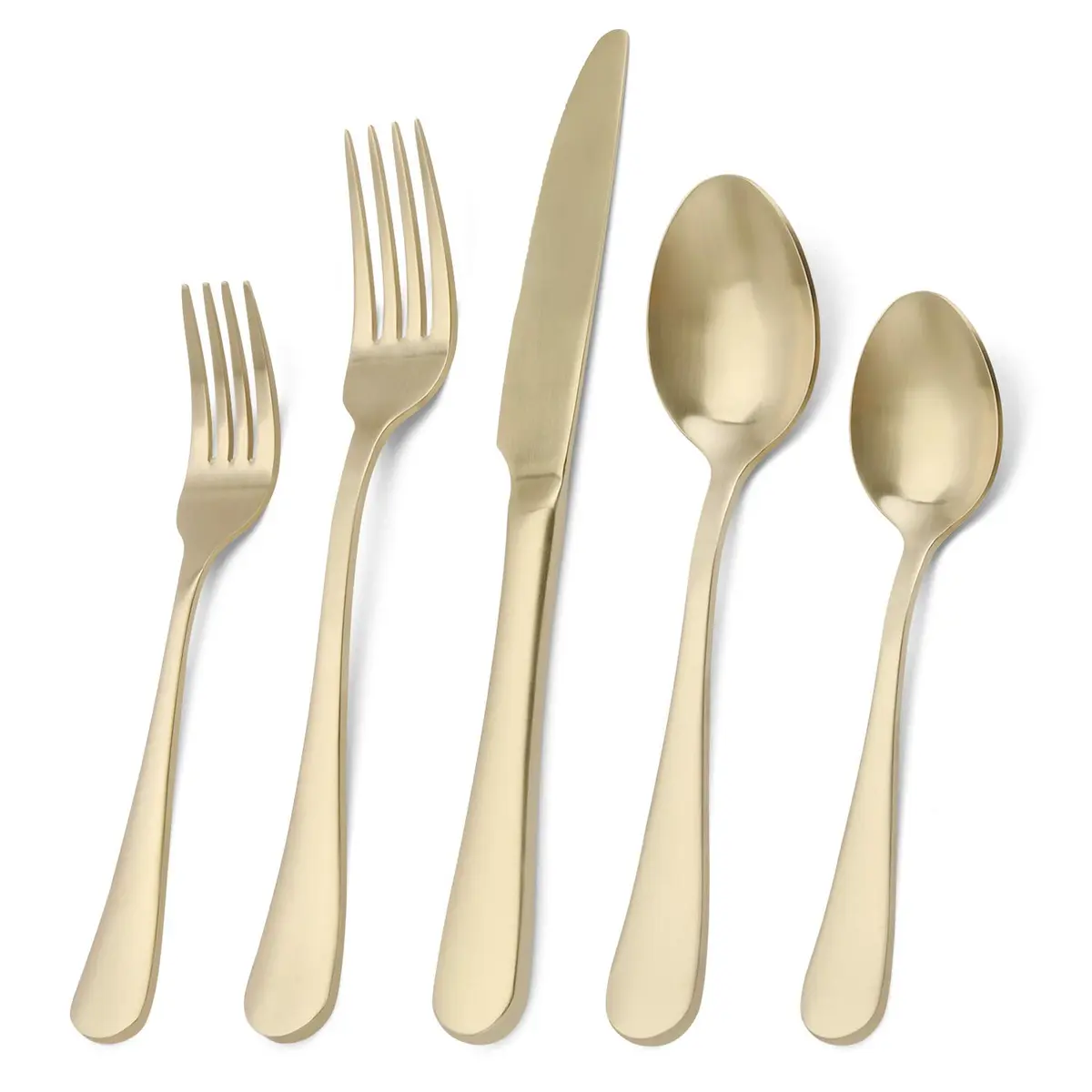 sharecook Matte Champagne Silverware Set, 20-Piece Stainless Steel Flatware Set with Satin Finish | Service for 4 - main product image