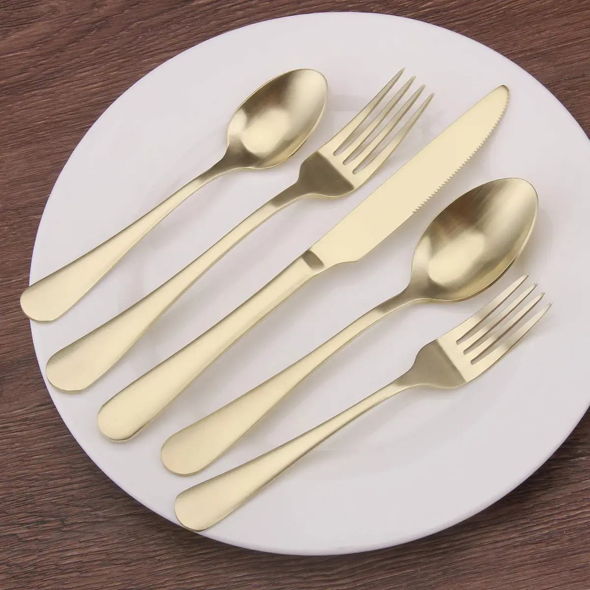sharecook Matte Champagne Silverware Set, 20-Piece Stainless Steel Flatware Set with Satin Finish | Service for 4 - view 5