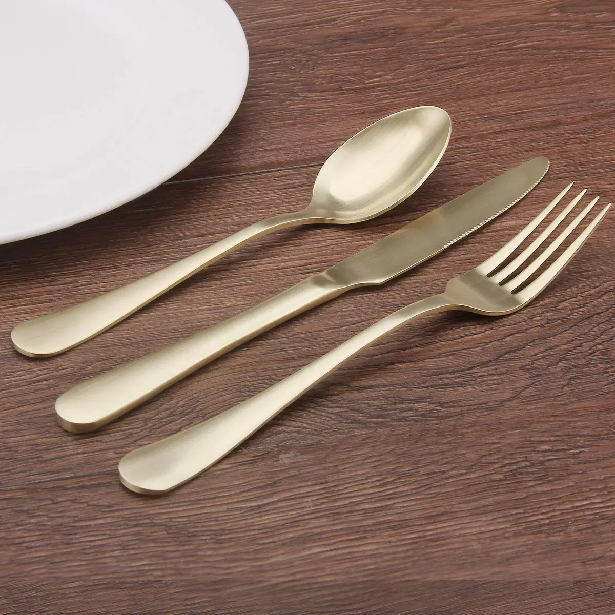 sharecook Matte Champagne Silverware Set, 20-Piece Stainless Steel Flatware Set with Satin Finish | Service for 4 - view 6