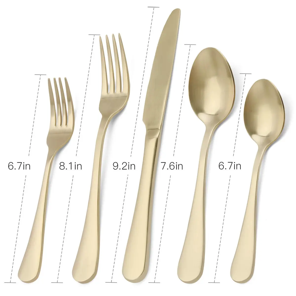 sharecook Matte Champagne Silverware Set, 20-Piece Stainless Steel Flatware Set with Satin Finish | Service for 4 - view 2