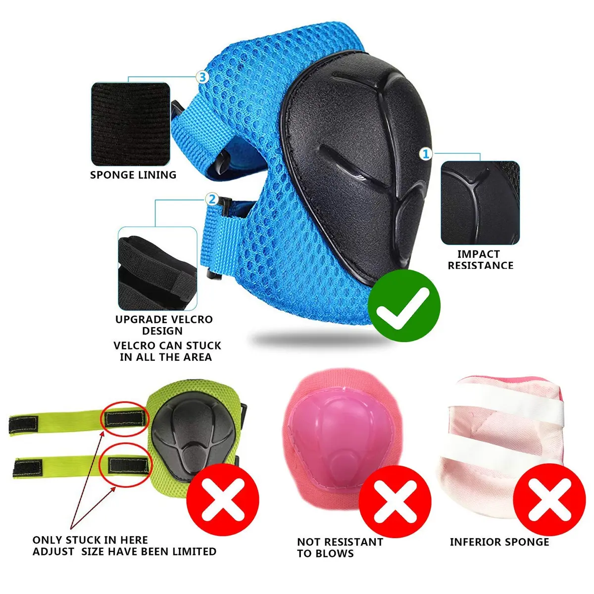 CKE Toddler Knee Pads and Elbow Pads with Wrist Guards for Kids,Blue S | Impact Protection Gear for Kids 3-8 - view 3