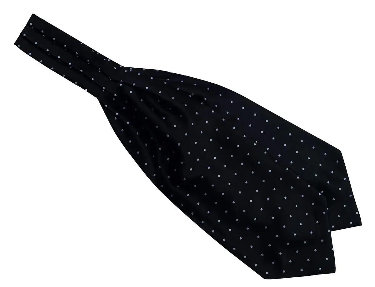 Secdtie Classic Jacquard Woven Self Cravat Tie | Black with White Polka Dot for Men - main product image