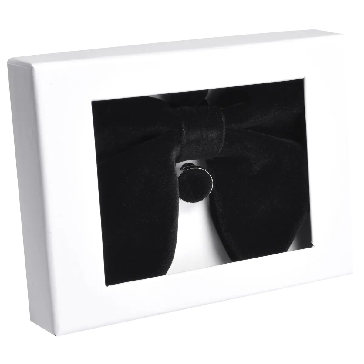 GUSLESON Solid Black Velvet Bow Tie Set with Pocket Square & Cufflinks | Pre-tied Adjustable - view 5