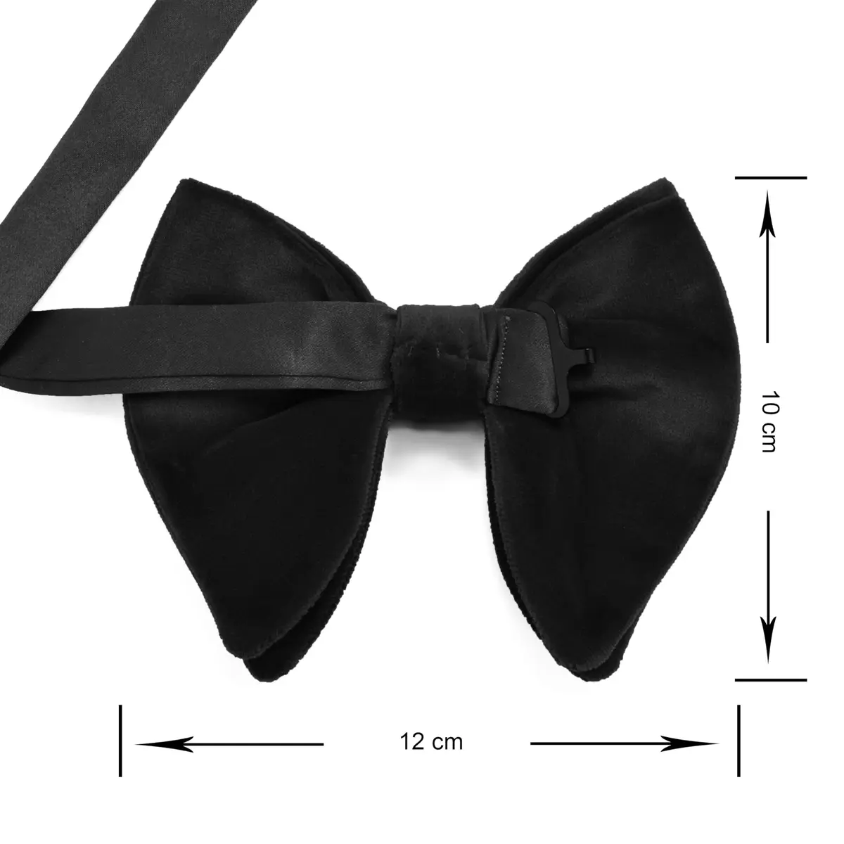 GUSLESON Solid Black Velvet Bow Tie Set with Pocket Square & Cufflinks | Pre-tied Adjustable - view 4