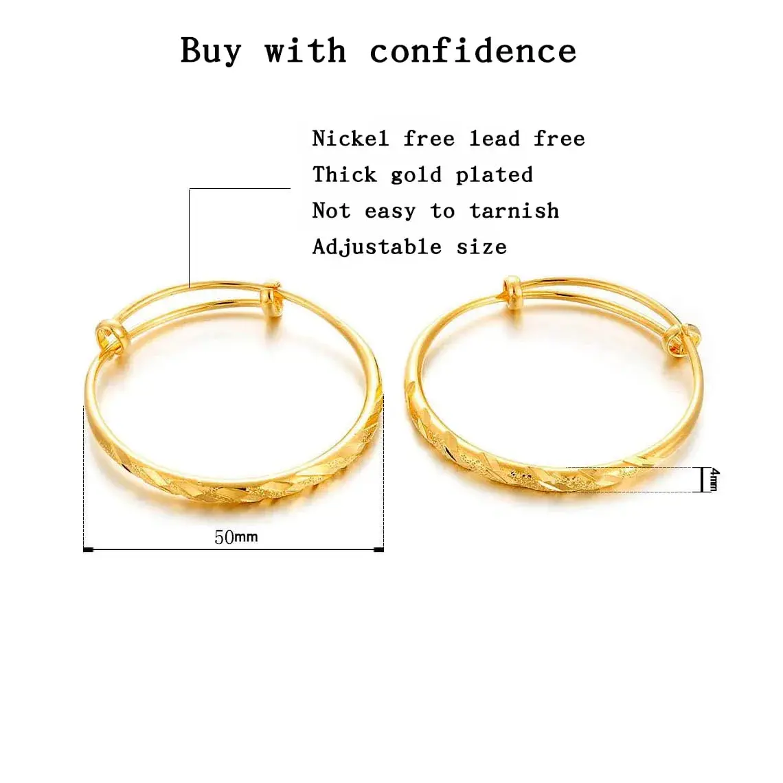 Ethlyn 18K Gold Plated Star Bangle Set for Kids | 2 Bangles, Adjustable Fit (4.5-5.5cm Inner Diameter) - view 5