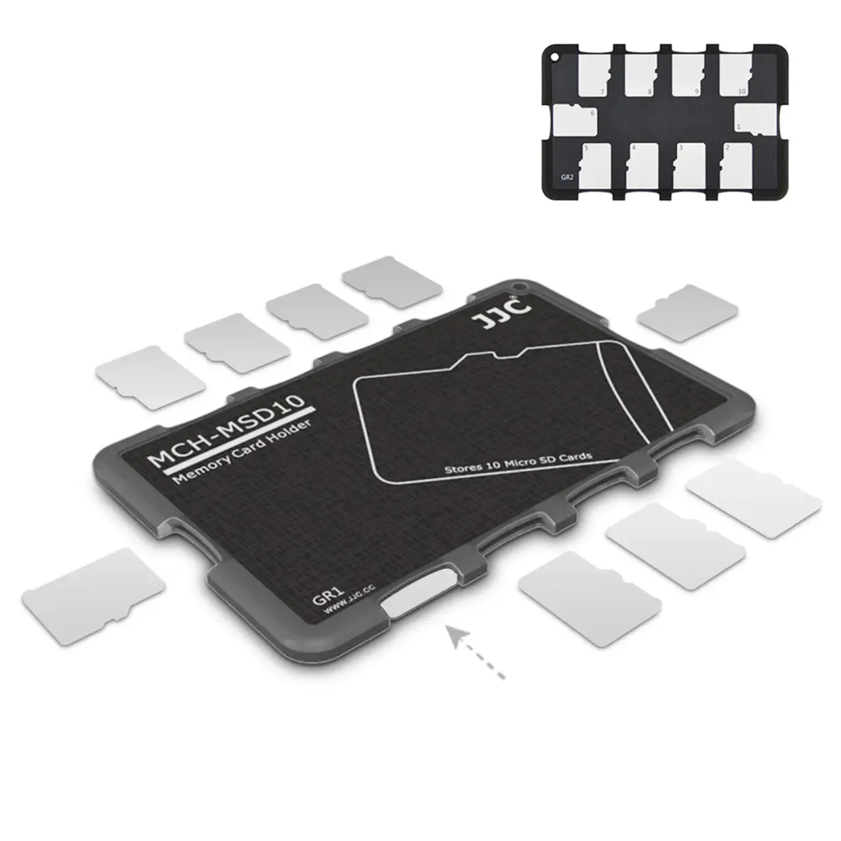 JJC 10-Slot Micro SD Card Holder Case | Ultra Slim Credit Card Size Lightweight Portable TF MSD Memory Card Storage - main product image