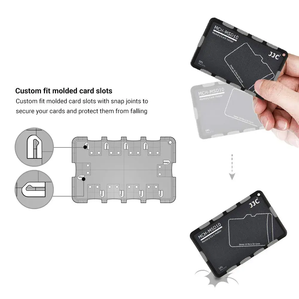 JJC 10-Slot Micro SD Card Holder Case | Ultra Slim Credit Card Size Lightweight Portable TF MSD Memory Card Storage - view 5