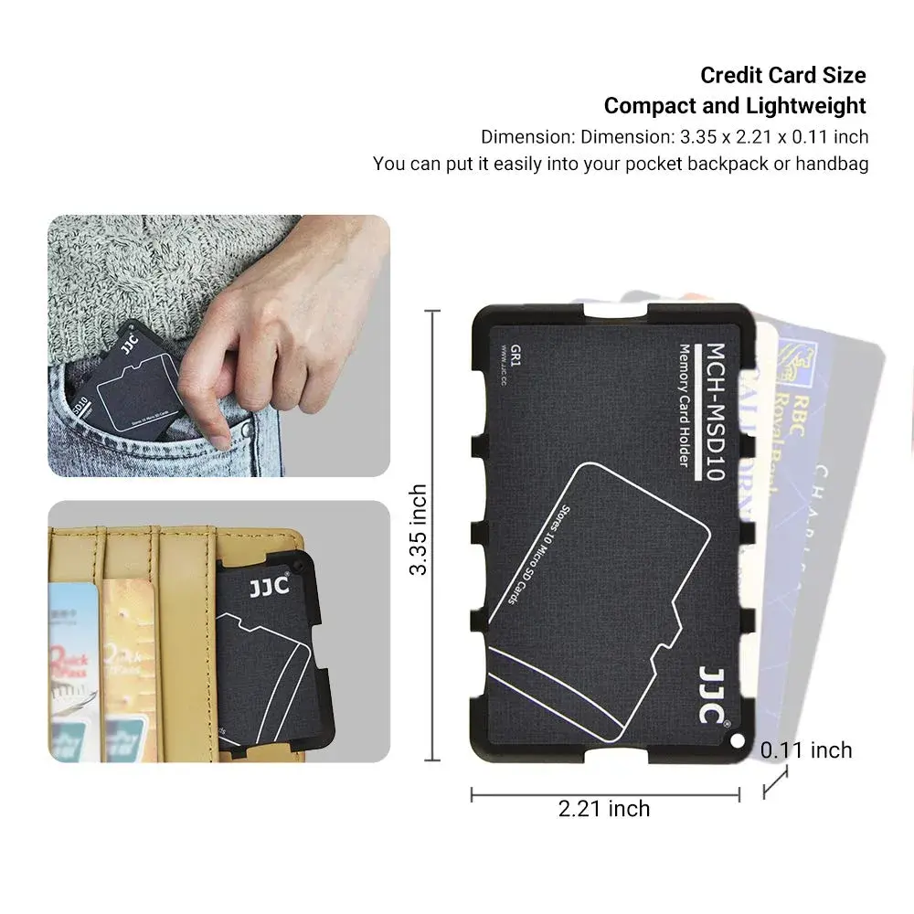 JJC 10-Slot Micro SD Card Holder Case | Ultra Slim Credit Card Size Lightweight Portable TF MSD Memory Card Storage - view 6