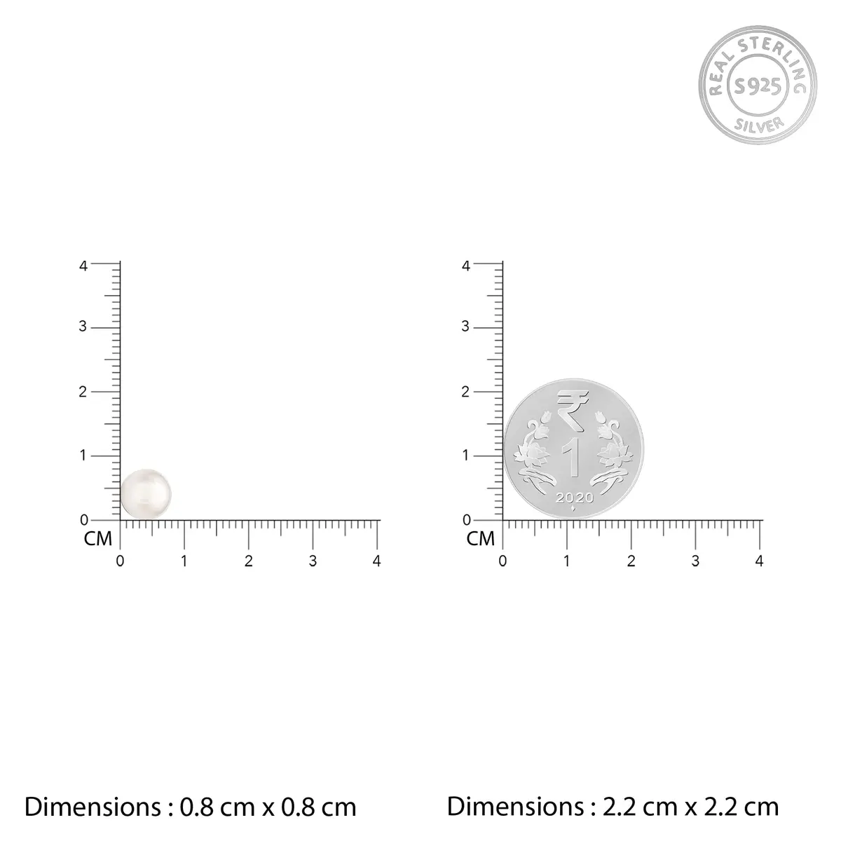 GIVA Sterling Silver Pearl Stud Earrings 8mm (0.31 inches) | Classic Elegance for Everyday Wear - view 5
