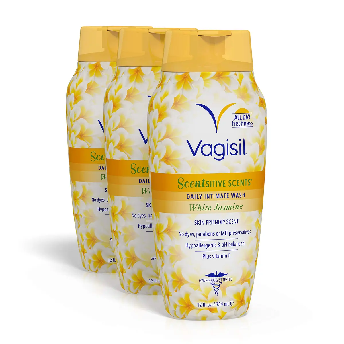 Vagisil Scentsitive Scents Feminine Wash, White Jasmine, 12 Fl Oz (3 Pack) | Gentle, Moisturizing & Hypoallergenic - main product image