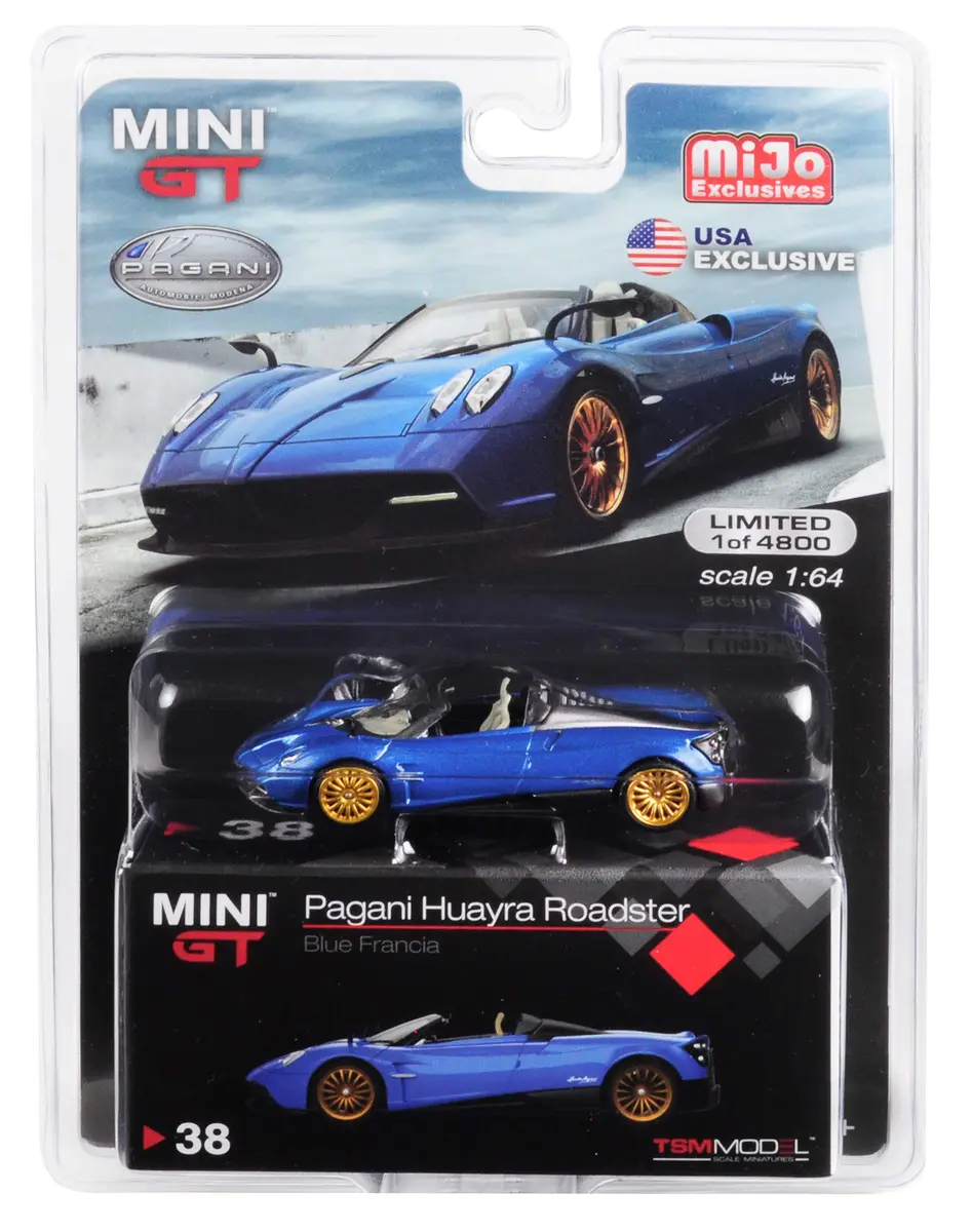 Truescale Miniatures Pagani Huayra Roadster Blue Francia 1/64 Scale Diecast Car | Limited Edition 4,800 Pieces Worldwide - main product image