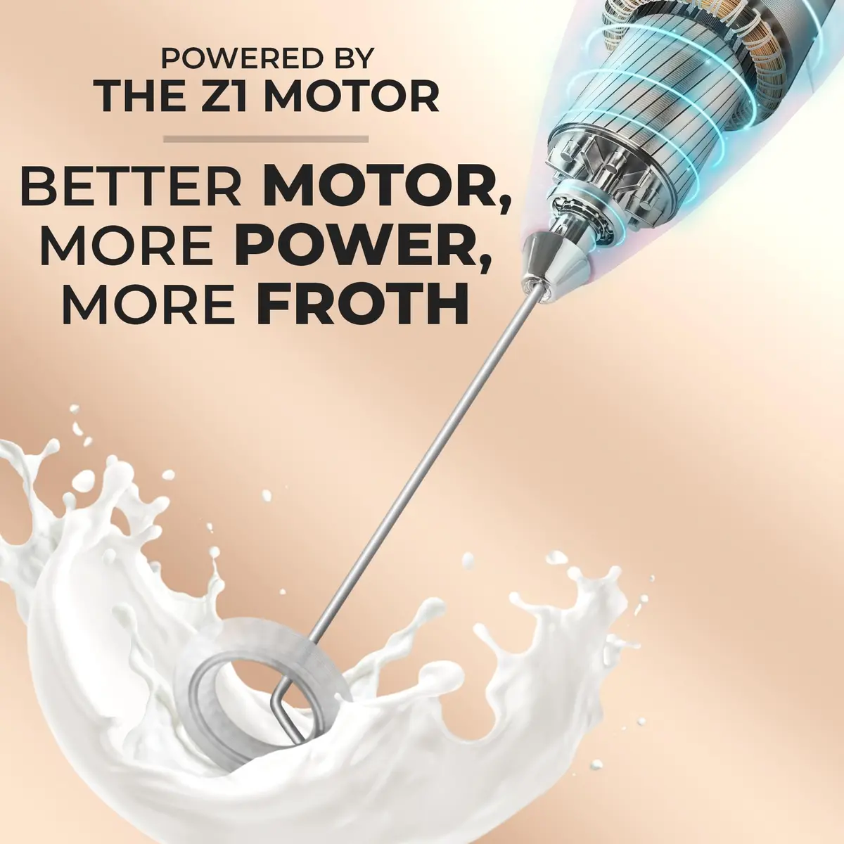 Zulay Kitchen Powerful Milk Frother with Upgraded Titanium Motor, Handheld Electric Whisk, Innocent Pink | Froths Milk in Seconds - view 3