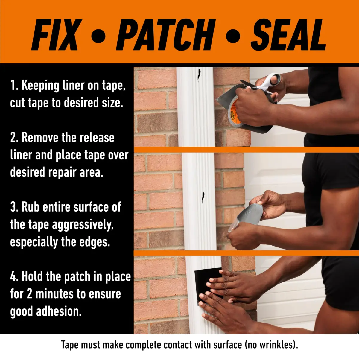 Gorilla Waterproof Patch & Seal Tape, Black, 4" x 10' (Pack of 4) | Permanent Weather Resistant Seal for Leaks and Repairs - view 4