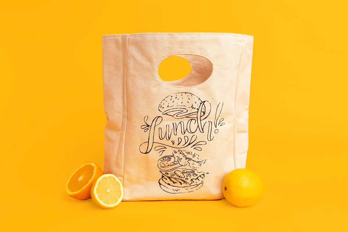 Organic Cotton Mart Organic Canvas Lunch Bag | Reusable & Machine Washable Tote | 27.9 cm (11 in) x 20.3 cm (8 in) x 10.2 cm (4 in) - view 7