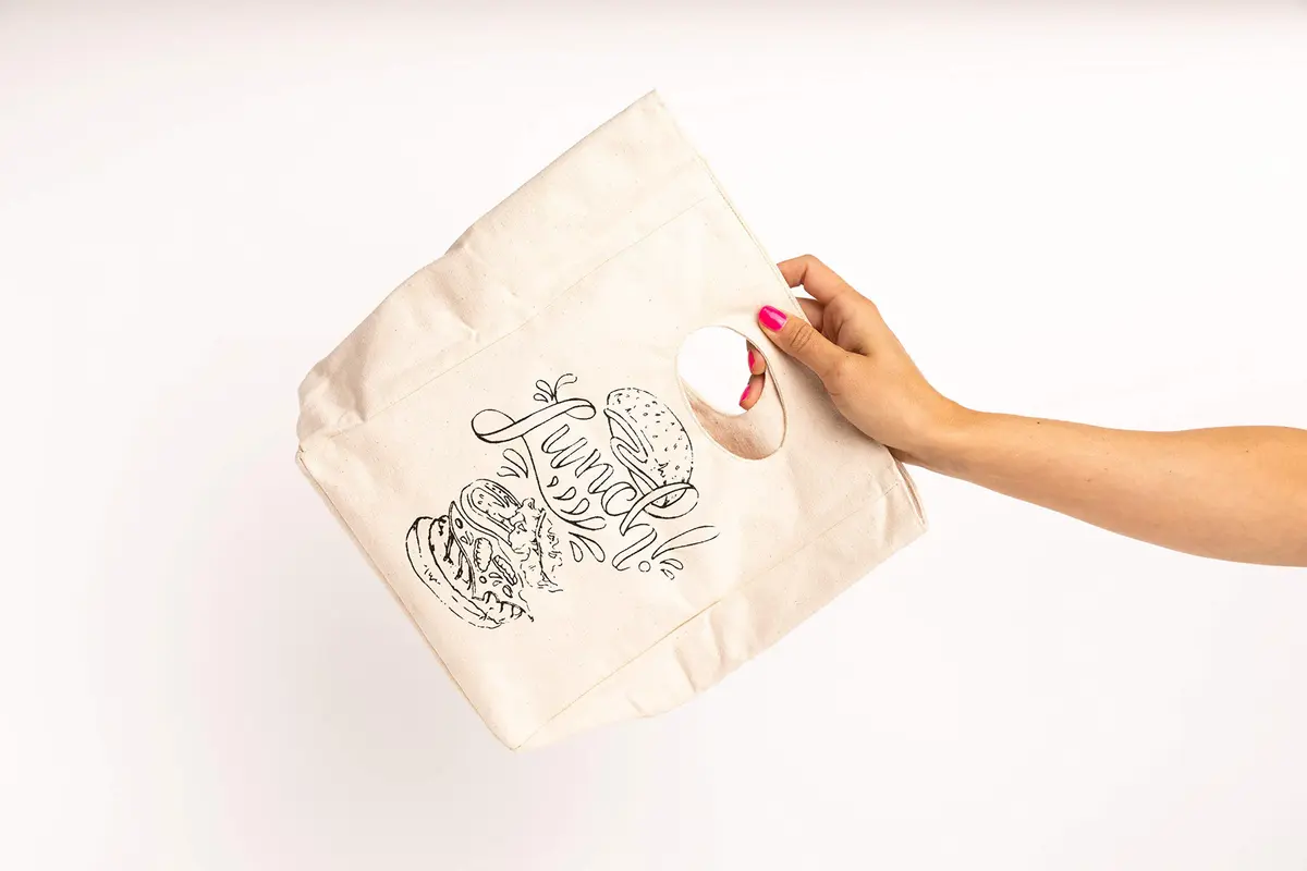Organic Cotton Mart Organic Canvas Lunch Bag | Reusable & Machine Washable Tote | 27.9 cm (11 in) x 20.3 cm (8 in) x 10.2 cm (4 in) - view 8