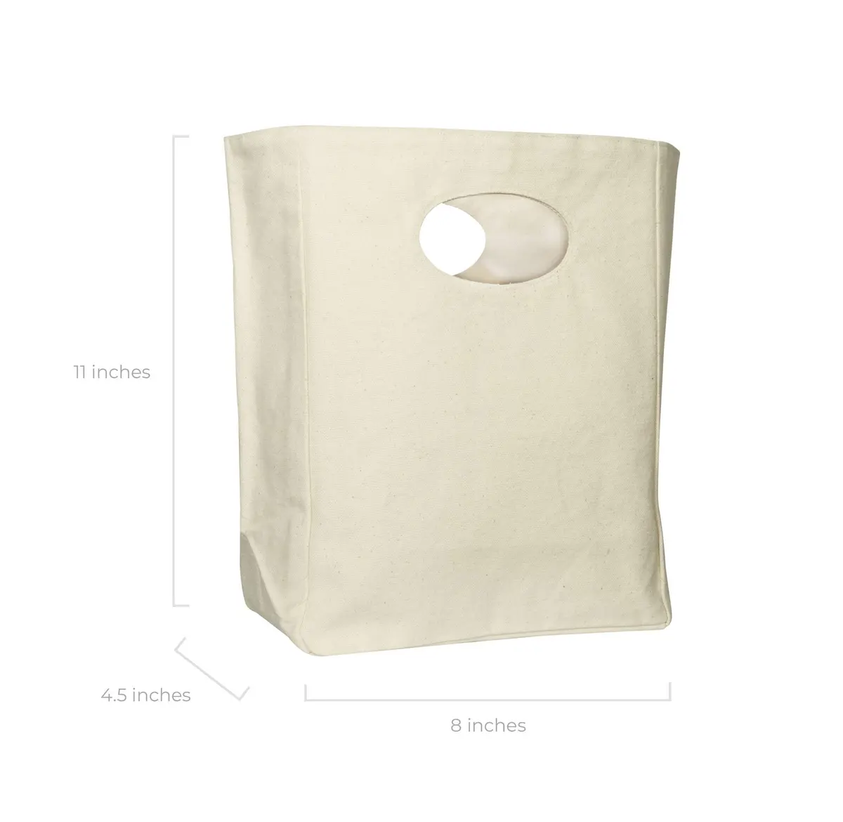 Organic Cotton Mart Organic Canvas Lunch Bag | Reusable & Machine Washable Tote | 27.9 cm (11 in) x 20.3 cm (8 in) x 10.2 cm (4 in) - view 3