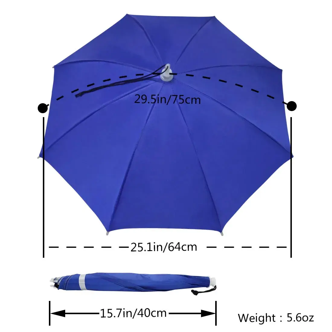 NEW-Vi Umbrella Hat Adult and Kids Folding Cap Blue/Silver | Hands-Free Sun and Rain Protection - view 5