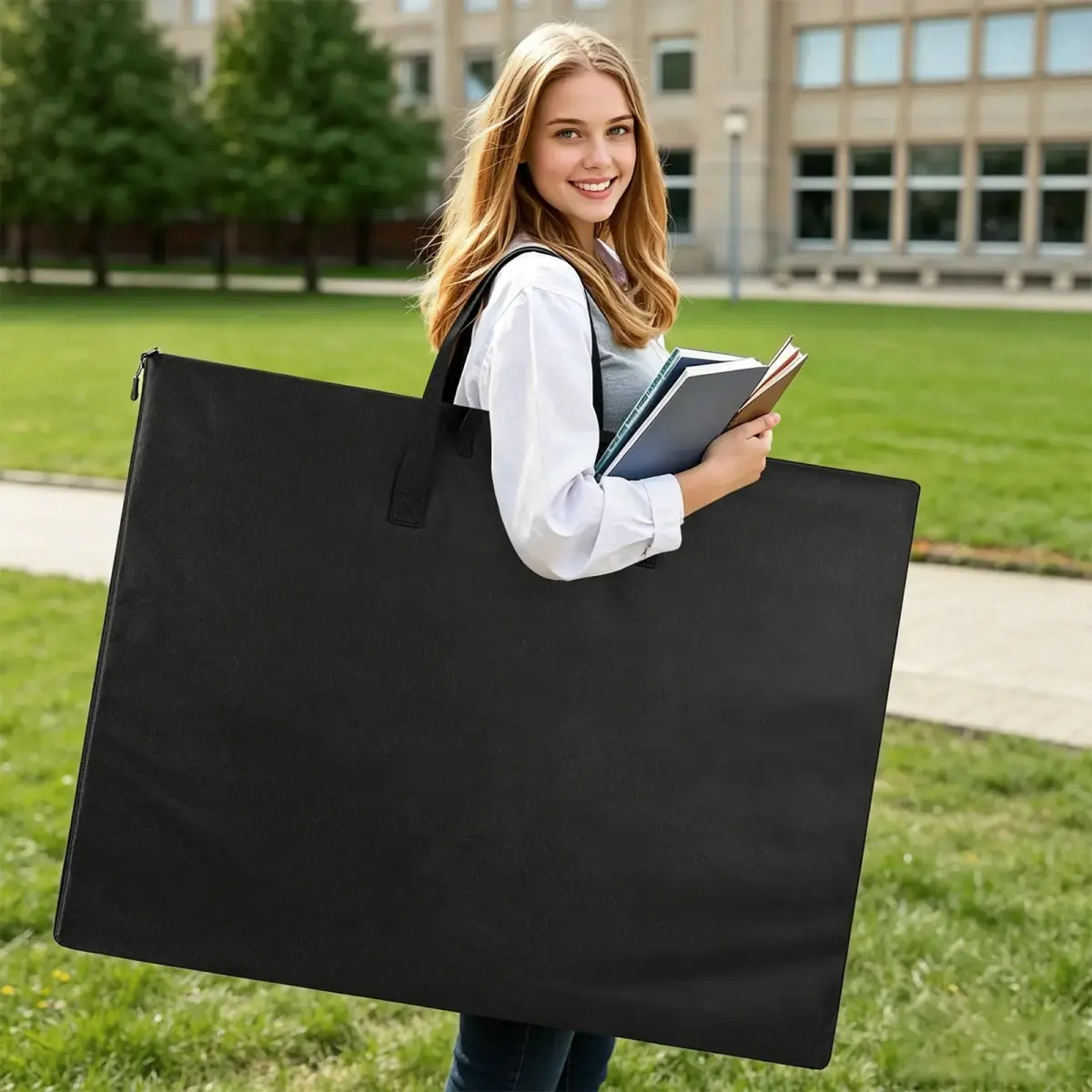 ZKOO Large Art Portfolio Bag 61 x 76 cm (24 x 36 Inch) | Waterproof Black Canvas Carrier Case - view 6